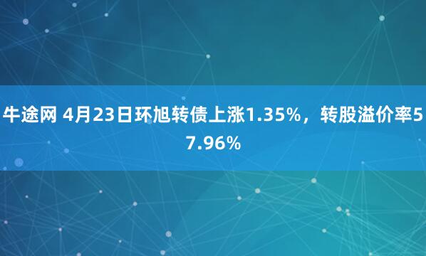 牛途网 4月23日环旭转债上涨1.35%，转股溢价率57.96%